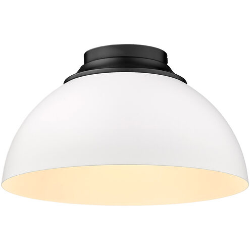 Zoey 3 Light 14 inch Matte Black Flush Mount Ceiling Light in Matte White