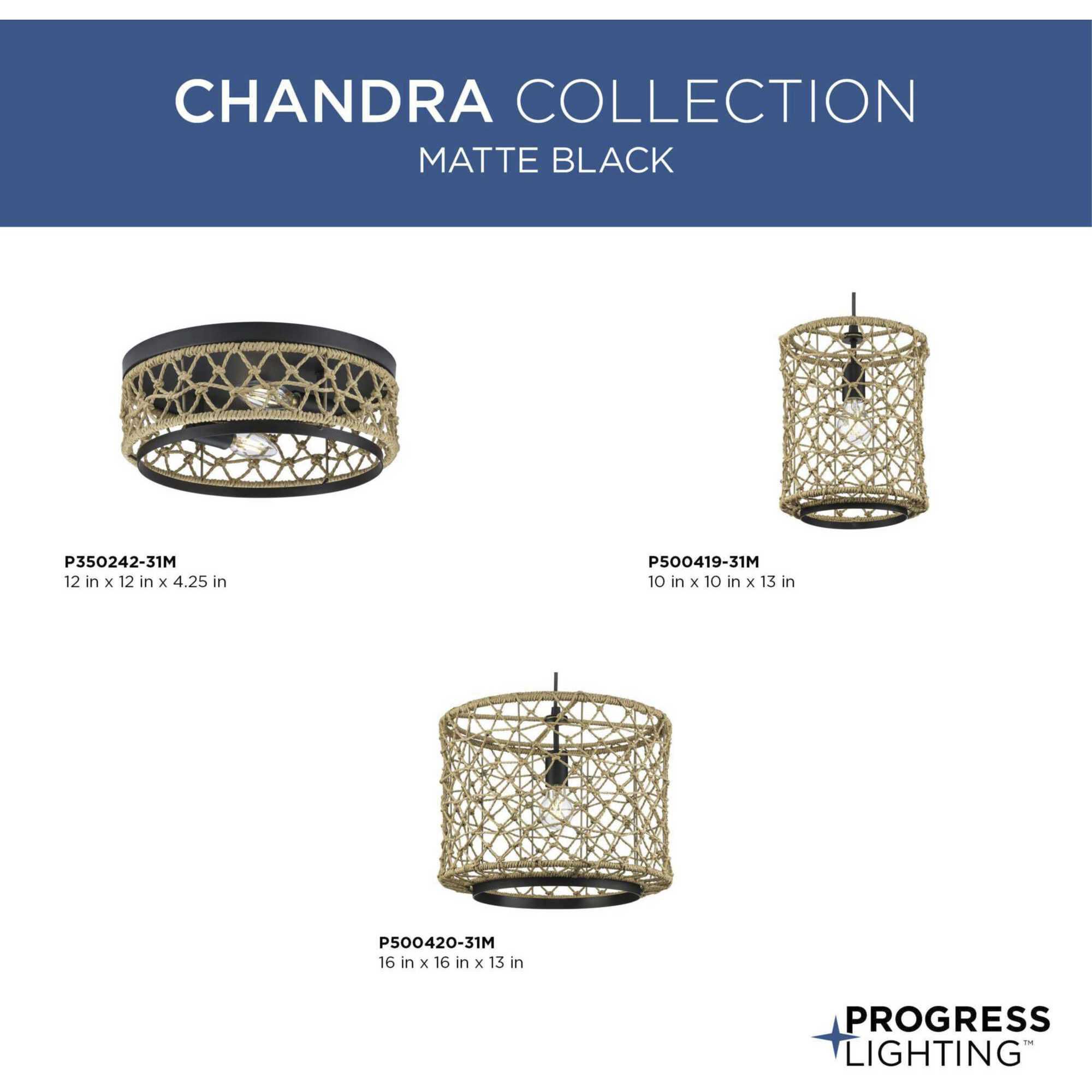 Chandra 2 Light 12 inch Matte Black Flushmount Ceiling Light, Design Series