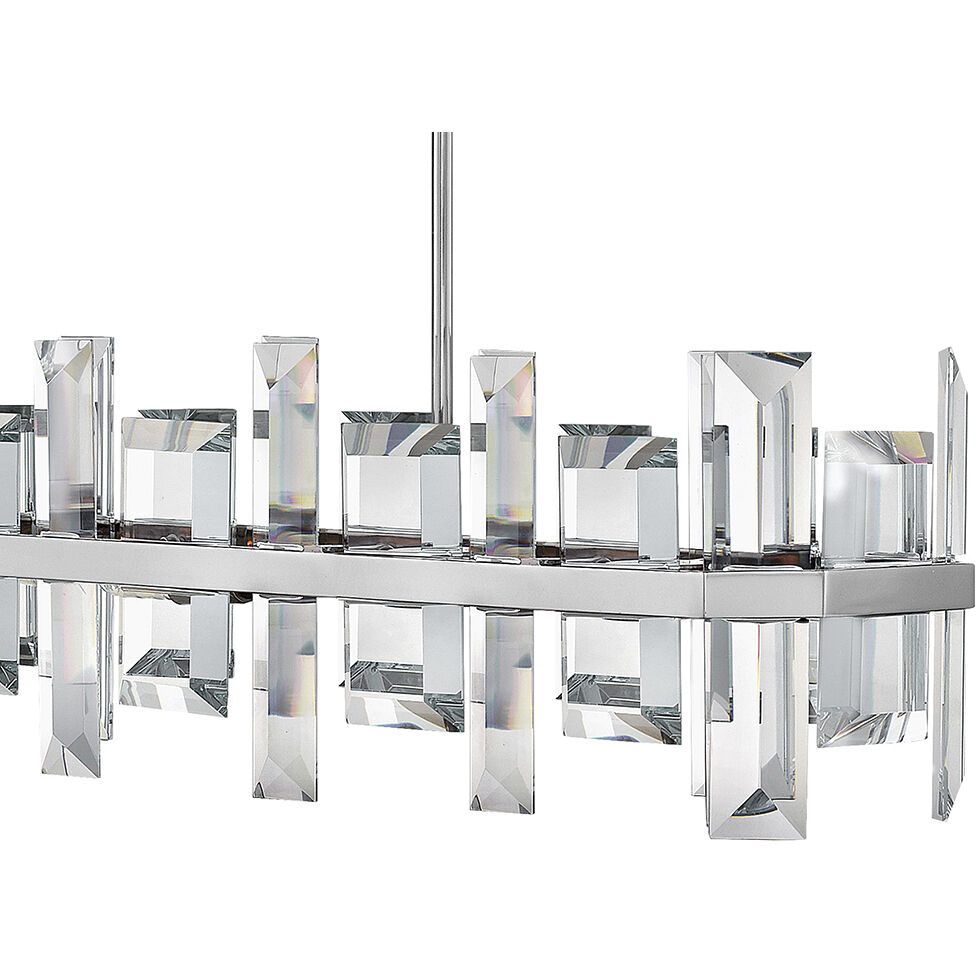 Odette LED 42 inch Polished Nickel Chandelier Ceiling Light, Linear & Oval