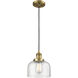 Franklin Restoration Bell 1 Light 8 inch Brushed Brass Mini Pendant Ceiling Light in Incandescent, Seedy, Franklin Restoration
