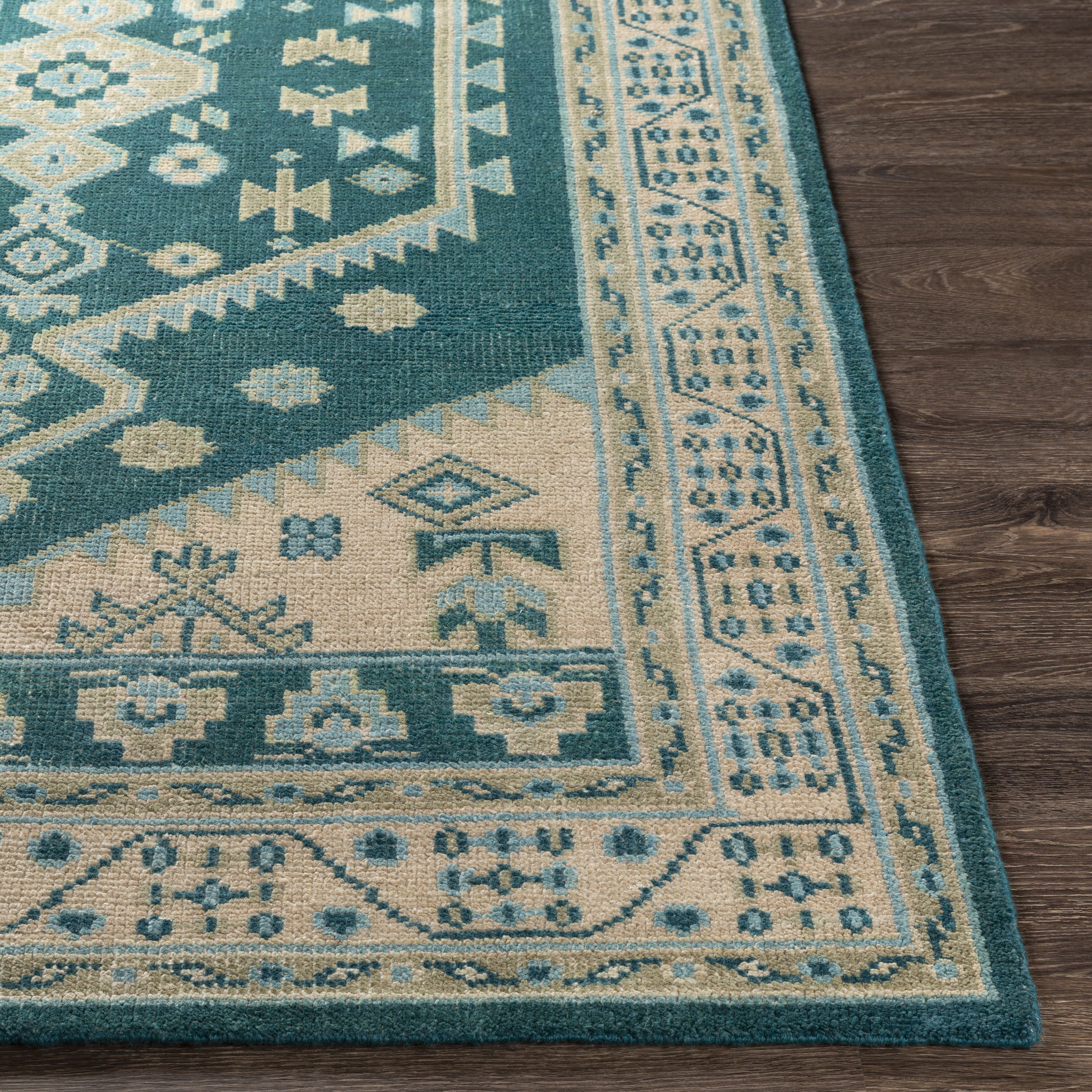 Milas 120 X 96 inch Teal Rug in 8 x 10, Rectangle
