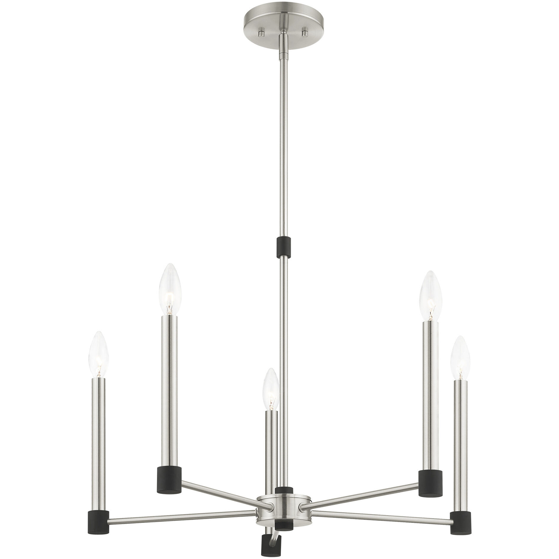Karlstad 5 Light 24 inch Brushed Nickel with Satin Brass Accents Chandelier Ceiling Light