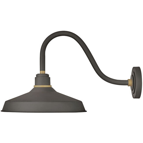 Foundry Classic LED 15.25 inch Museum Bronze with Brass Outdoor Barn Light, Gooseneck