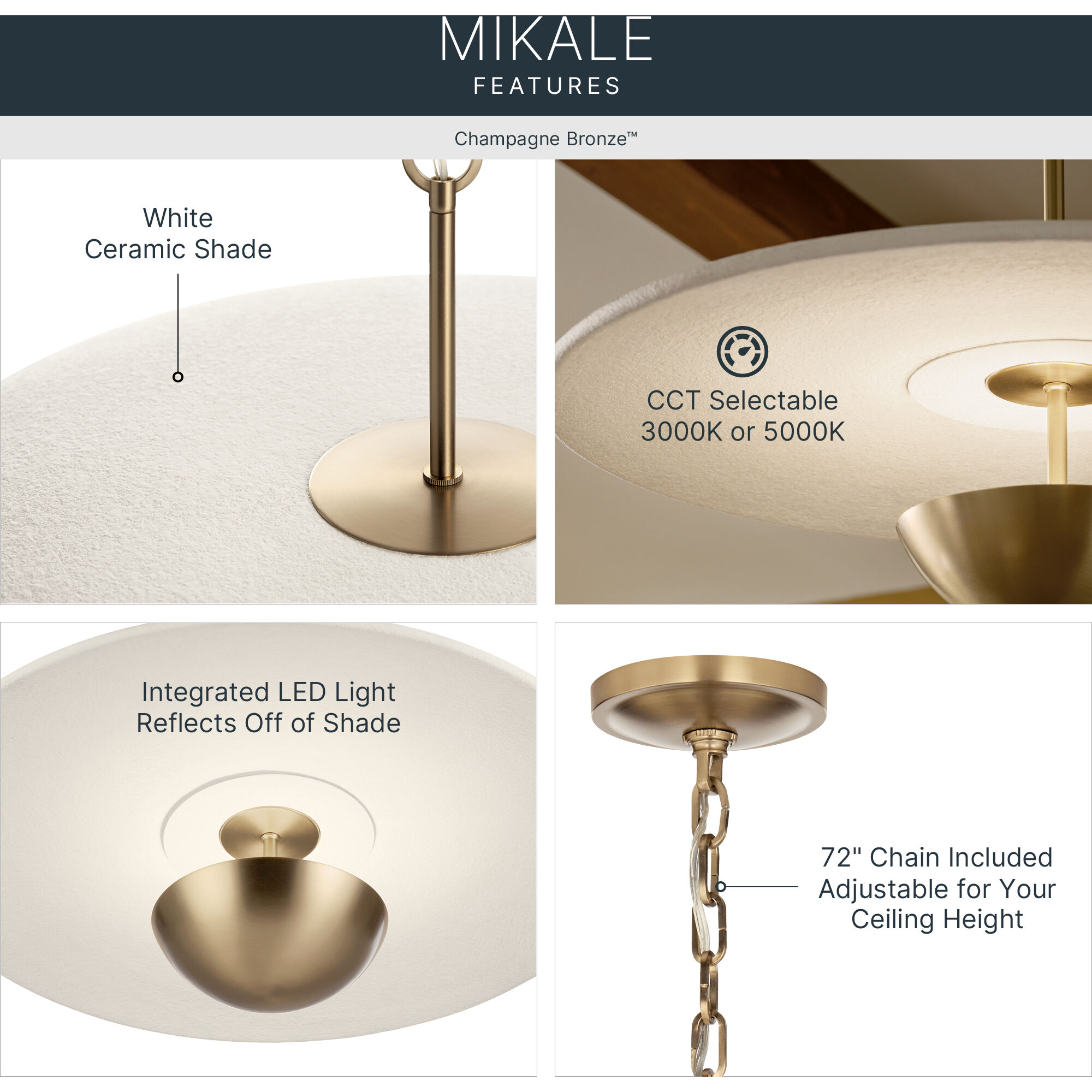 Mikale LED Champagne Bronze Pendant Ceiling Light