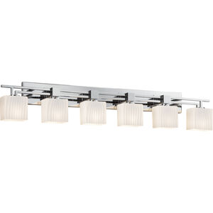 Fusion 6 Light 56.5 inch Polished Chrome Vanity Light Wall Light in Rectangle, Incandescent, Ribbon Fusion