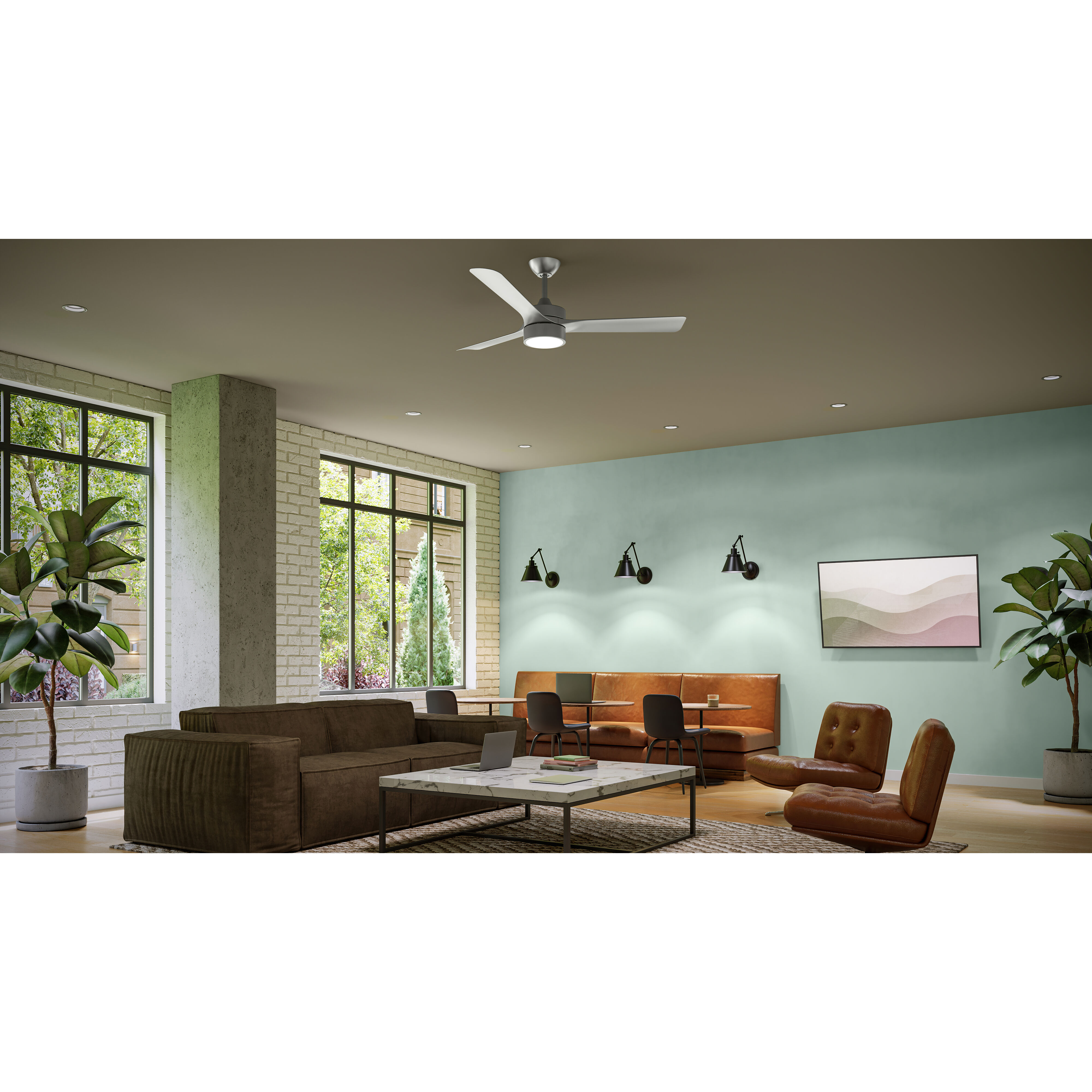 Axion II 52 inch Brushed Nickel with Silver Blades Ceiling Fans