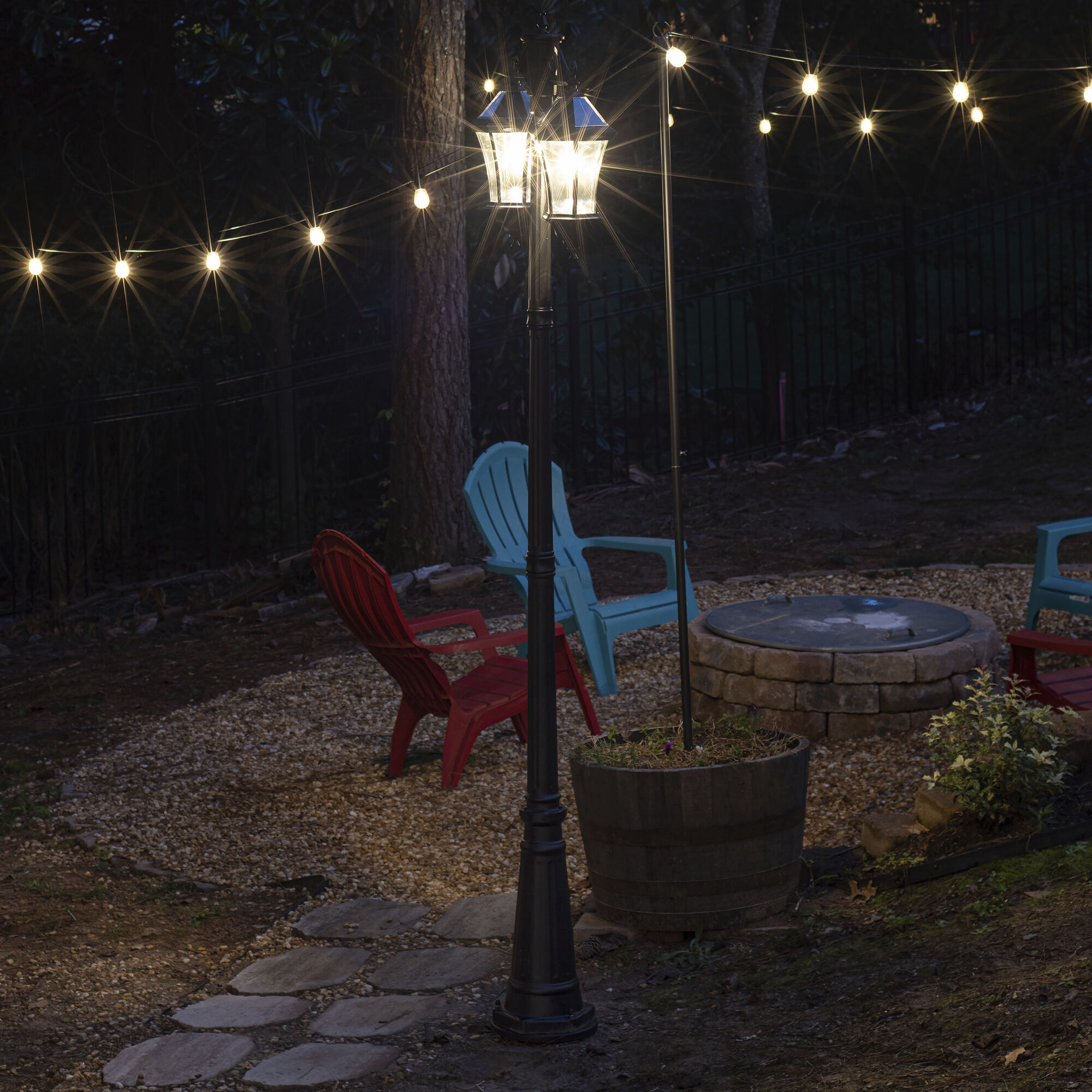 Victorian 2 Light 99.75 inch Black Post Light, Solar