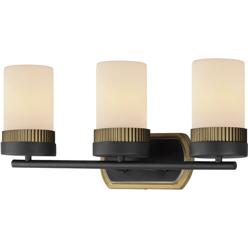 Ruffles 3 Light 21 inch Black with Antique Brass Bath Vanity Light Wall Light
