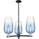 Brookhaven Flute 3 Light 17.63 inch Black Antique Brass Chandelier Ceiling Light in Sapphire Blue Glass