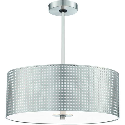 Grid 3 Light 18 inch Brushed Nickel Pendant Ceiling Light, Drum