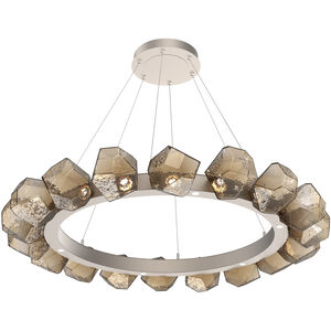 Gem LED Beige Silver Chandelier Ceiling Light, Radial Ring