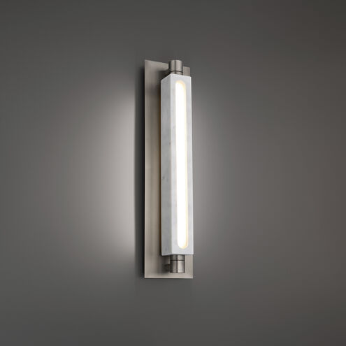 Stanchion Indoor Wall Lighting in White Marble and Brushed Nickel