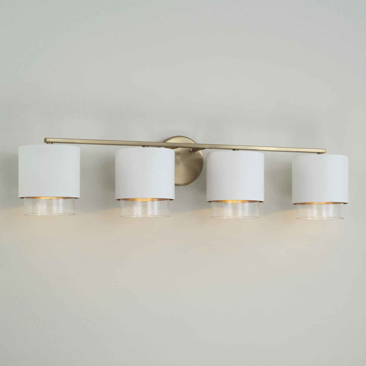 Weller 4 Light 33.5 inch Matte Brass and White Vanity Light Wall Light