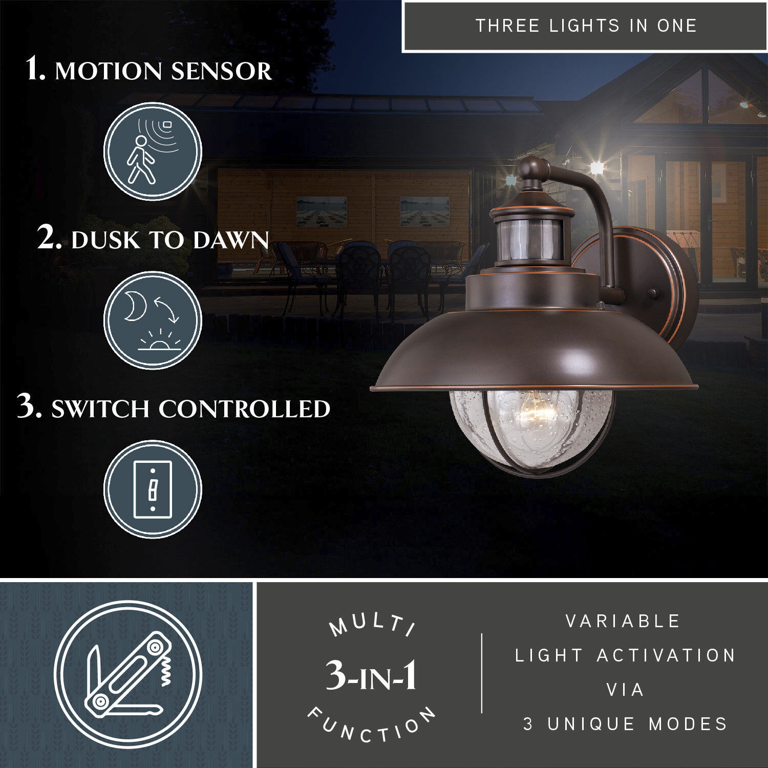 Harwich Burnished Bronze Outdoor Motion Sensor