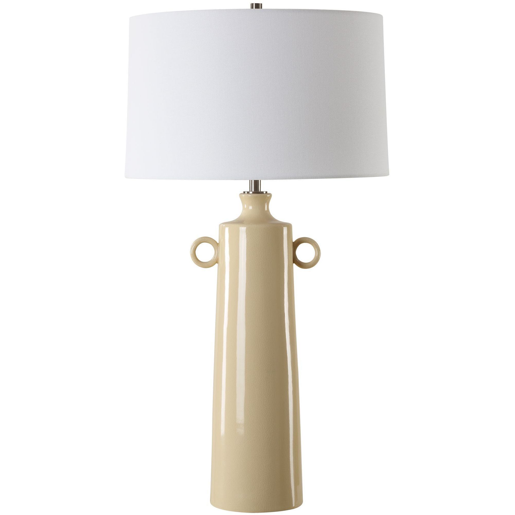Florero 32 inch 150.00 watt Pale Yellow Crackled Glaze and Brushed Nickel Table Lamp Portable Light