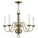 Williamsburgh 5 Light 24 inch Antique Brass Chandelier Ceiling Light