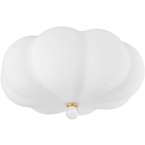 Demille 3 Light 15.75 inch Aged Brass Flush Mount Ceiling Light