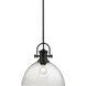 Yep Hines Pendant Ceiling Light in Matte Black, Seeded Glass, Large