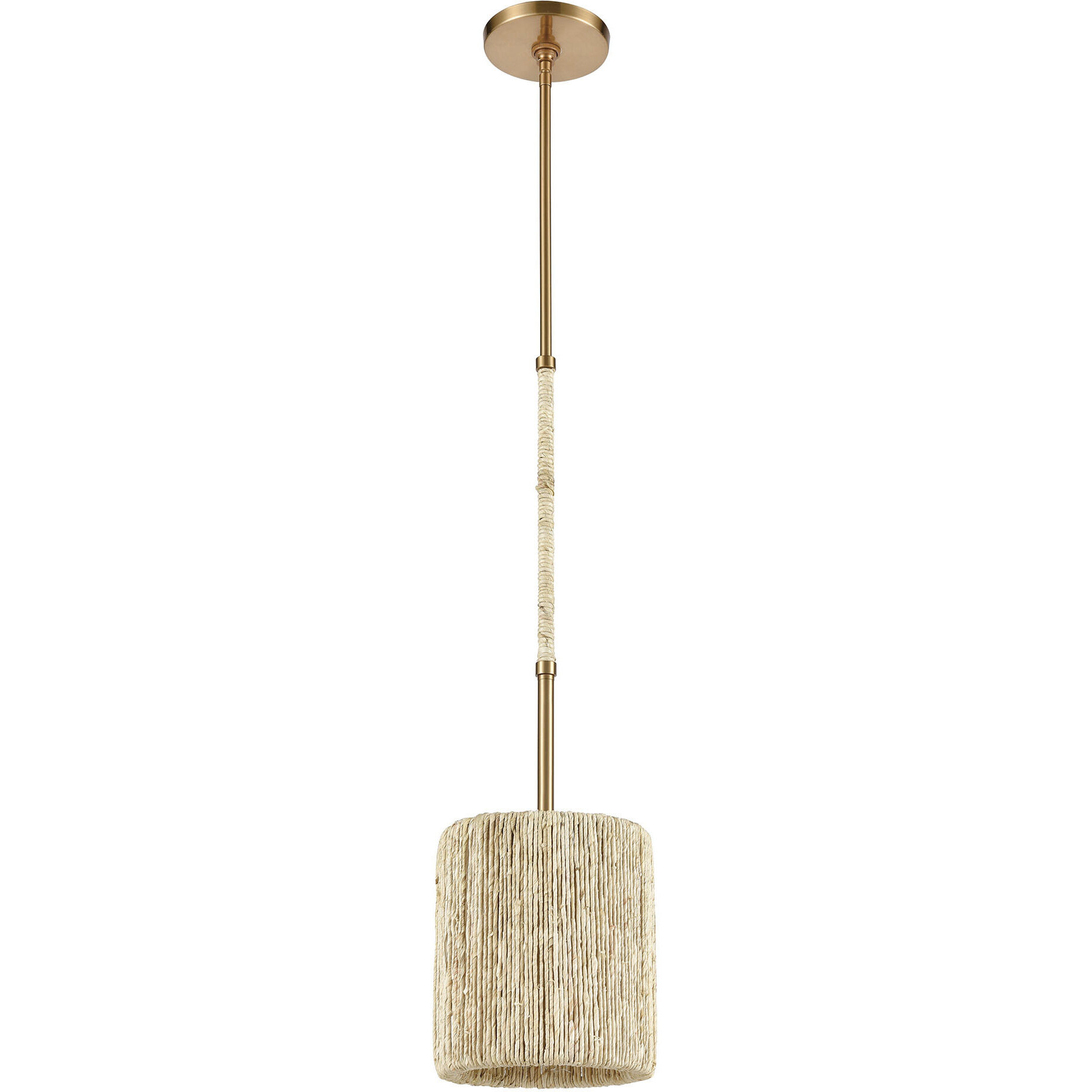 Abaca 1 Light 8 inch Satin Brass Mini Pendant Ceiling Light