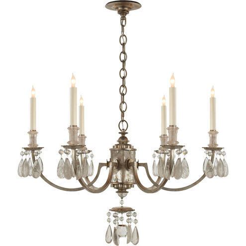 Thomas O'Brien Elizabeth 6 Light 33 inch Burnished Silver Leaf Chandelier Ceiling Light