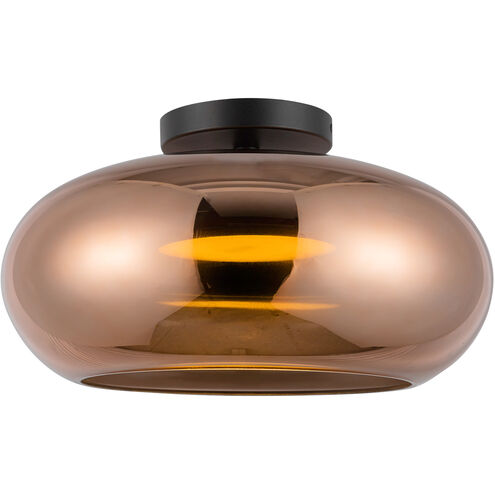 Trinity LED 14.25 inch Black Semi-Flush Mount Ceiling Light in Copper Glass