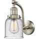 Franklin Restoration Small Bell LED 5 inch Brushed Satin Nickel Sconce Wall Light in Seedy Glass, Franklin Restoration
