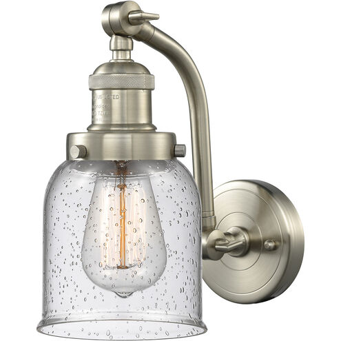 Franklin Restoration Small Bell LED 5 inch Brushed Satin Nickel Sconce Wall Light in Seedy Glass, Franklin Restoration