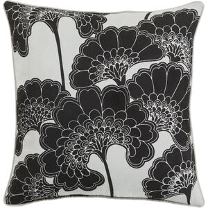 Japanese Floral 22 inch Black, Seafoam Pillow Kit