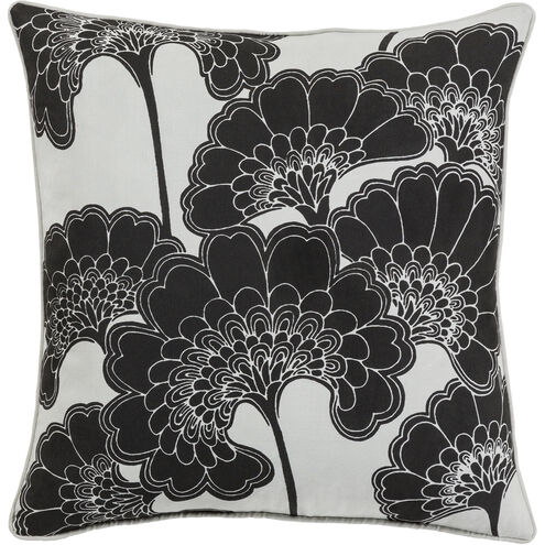 Japanese Floral 20 inch Black, Seafoam Pillow Kit