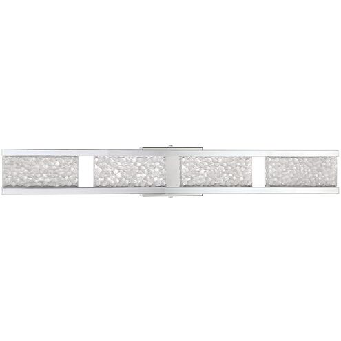 Callavio 4 Light 32 inch Chrome Vanity Light Wall Light in Frosted Icelandic Rock