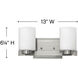 Miley 2 Light 13 inch Brushed Nickel Vanity Light Wall Light in Etched White