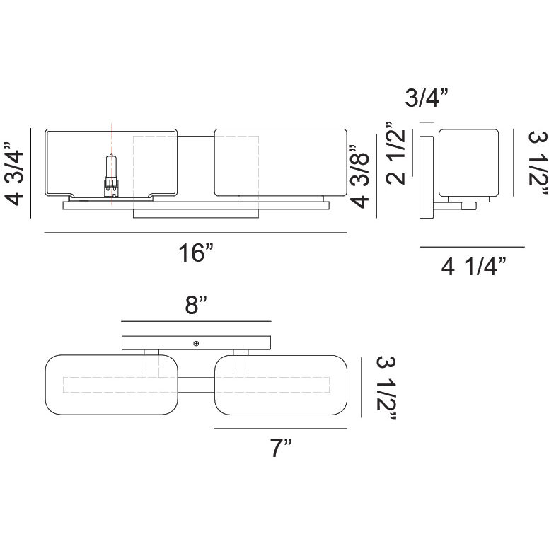 Chiclet Wall Sconce Wall Light in Chrome