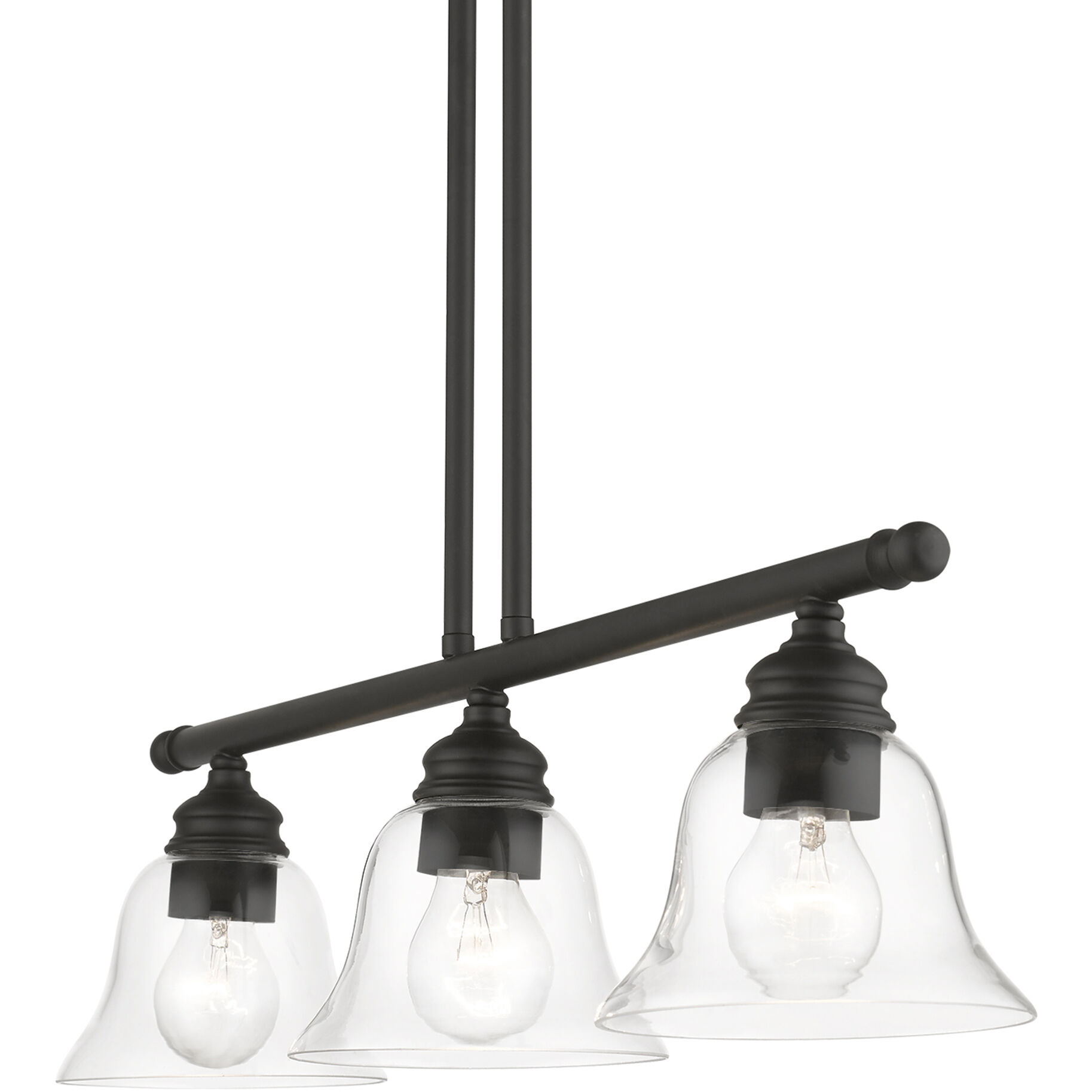 Moreland 3 Light 30 inch Black Linear Chandelier Ceiling Light