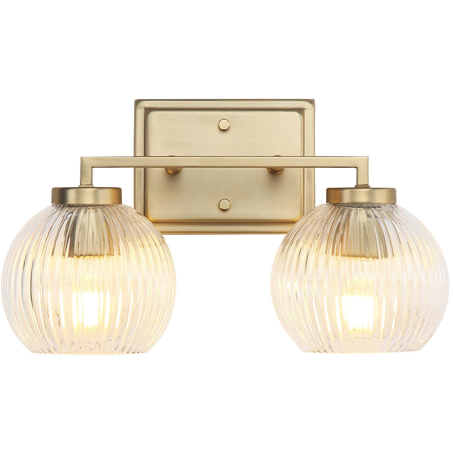 Yep Elliott Vanity Wall Light in Brushed Champagne Brass, Ribbed
