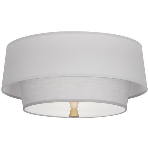 Decker 2 Light 17 inch Modern Brass Flushmount Ceiling Light in Pearl Gray
