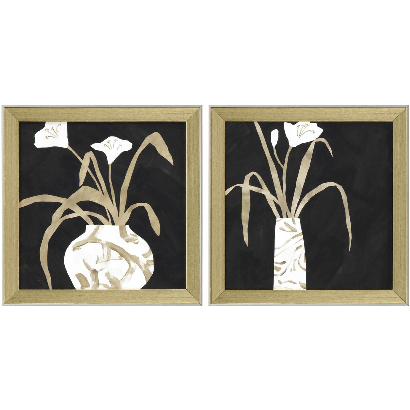Florals Black and White and Metallic Framed Art, Propac