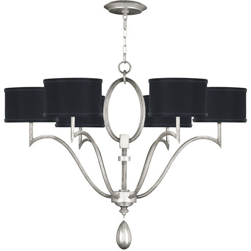 Allegretto 6 Light 39 inch Silver Leaf Chandelier Ceiling Light in Black Fabric