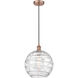 Edison Athens Deco Swirl 1 Light 12 inch Antique Copper Mini Pendant Ceiling Light