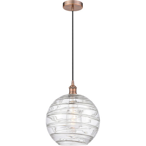 Edison Athens Deco Swirl 1 Light 12 inch Antique Copper Mini Pendant Ceiling Light