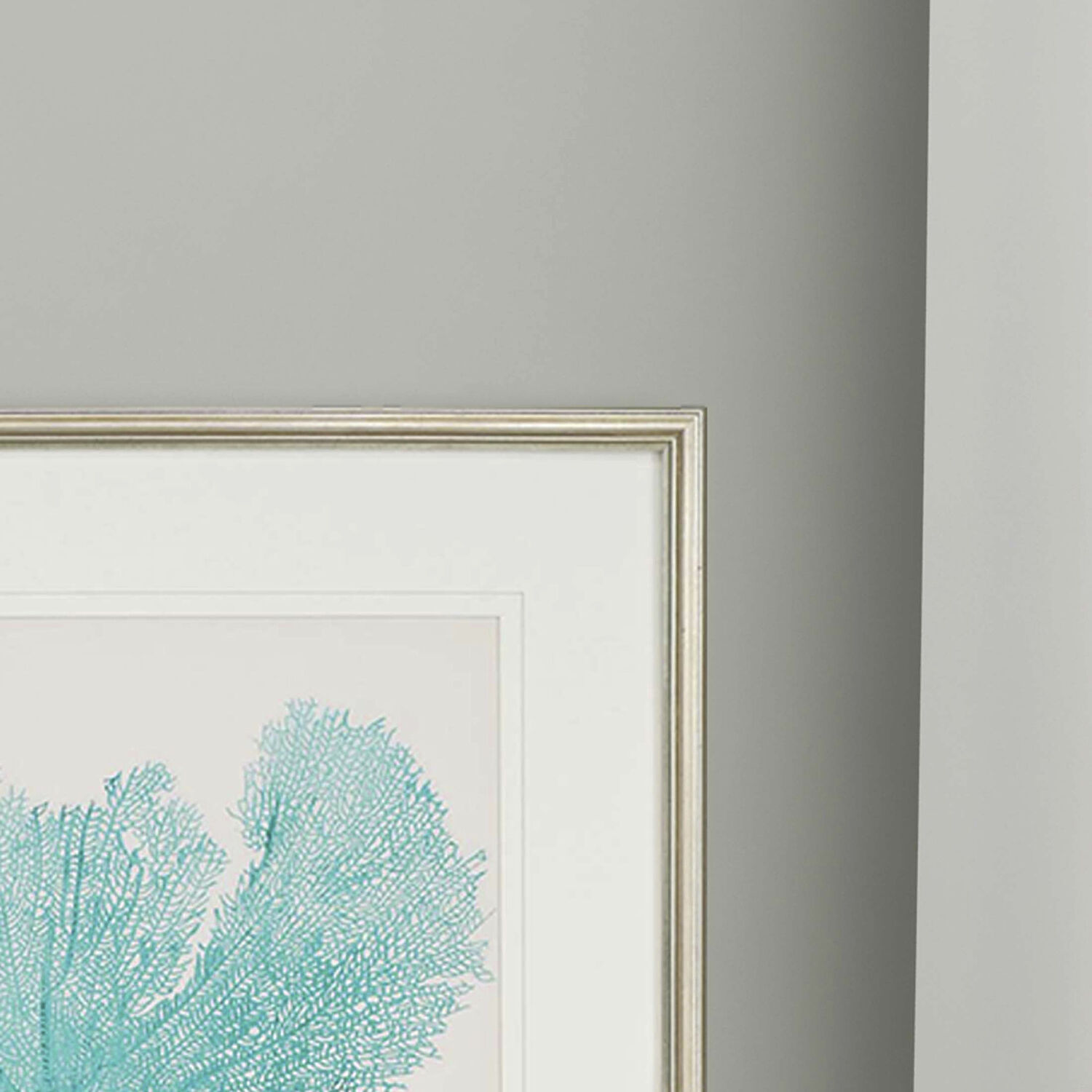 Sea Fan Blue and Turquoise and Green and Beige Framed Art