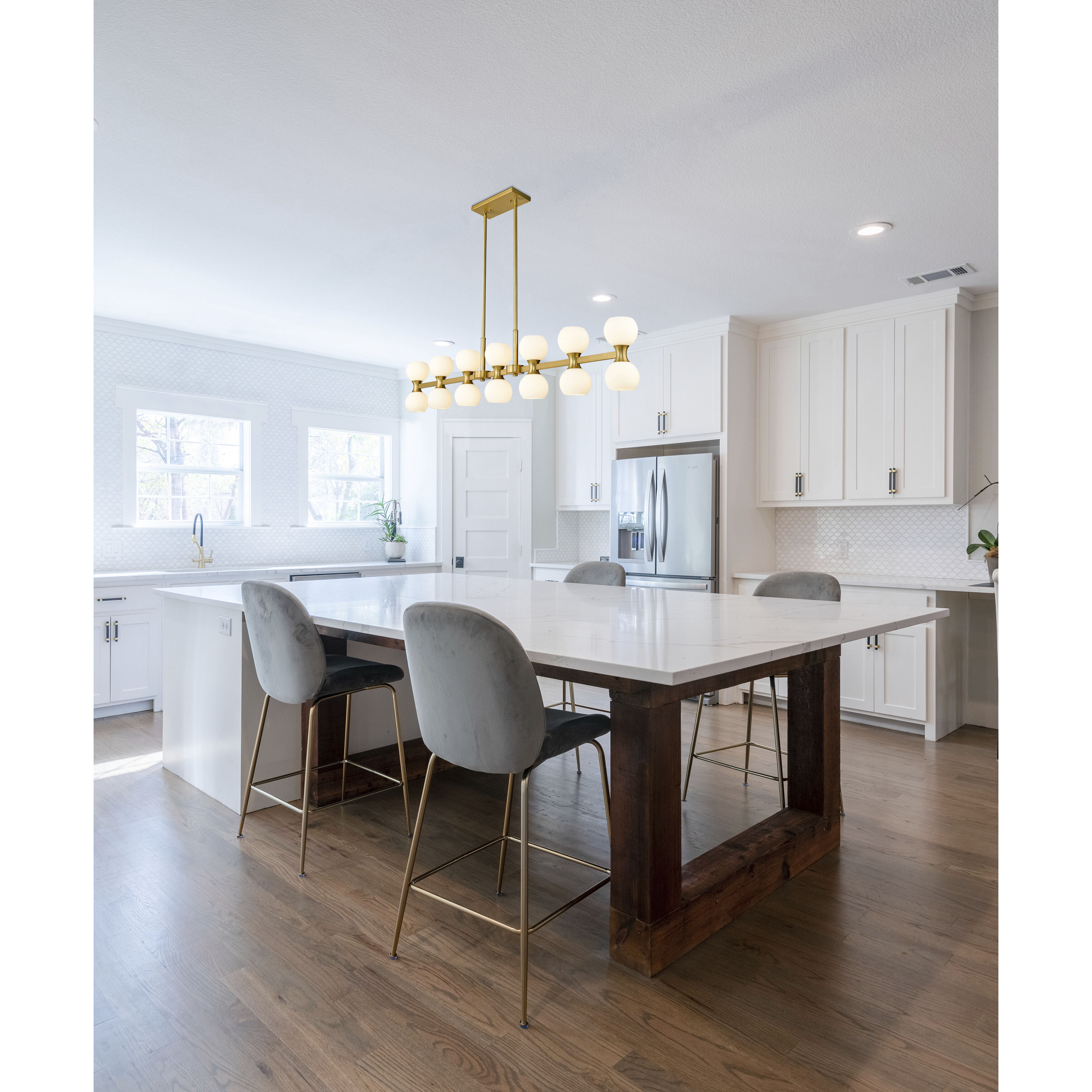 Artemis 14 Light 60 inch Modern Gold Linear Chandelier Ceiling Light