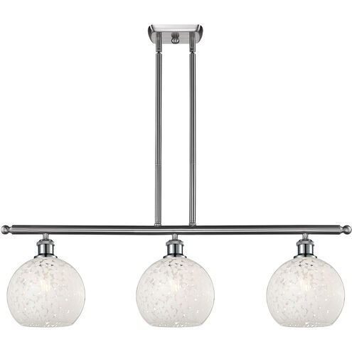 Ballston White Mouchette 3 Light 36 inch Brushed Satin Nickel Stem Hung Island Light Ceiling Light