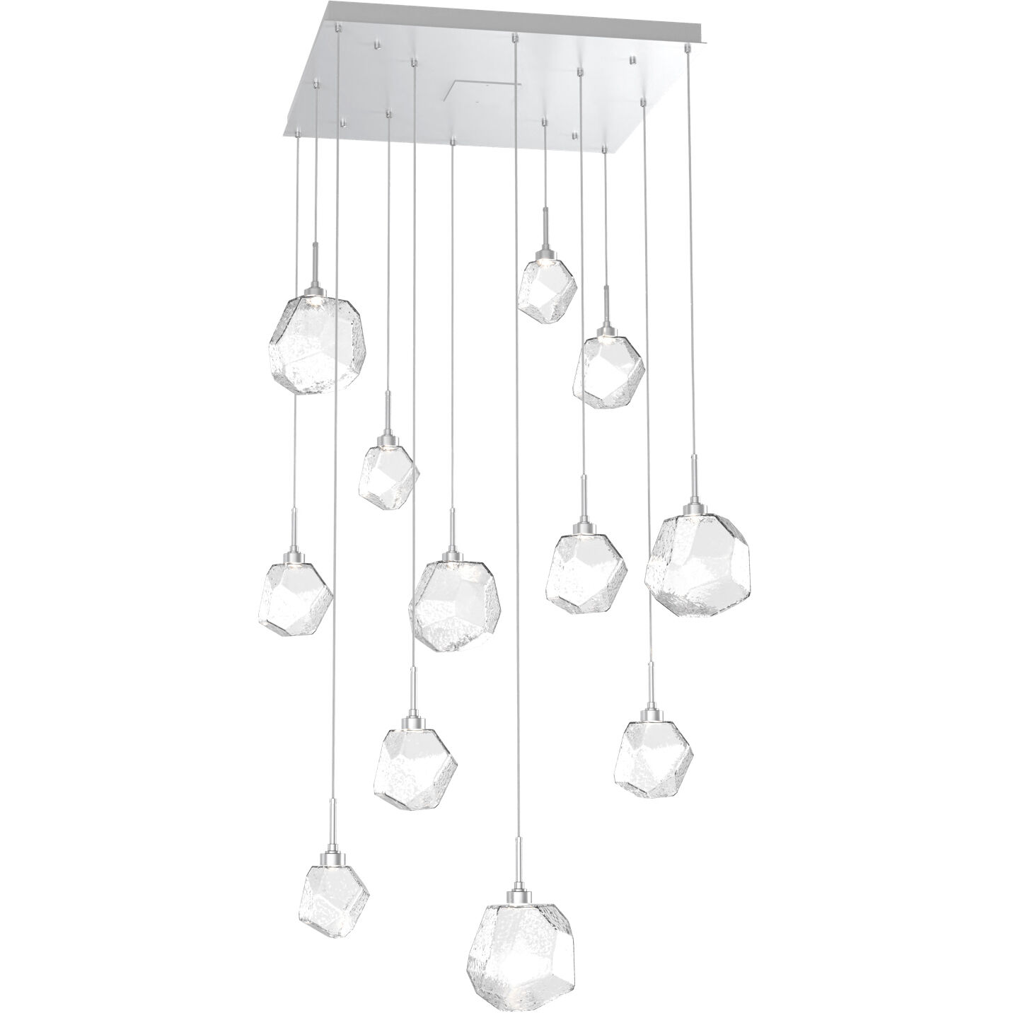 Gem LED Classic Silver Chandelier Ceiling Light, Square Multi-Port
