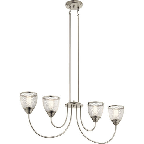 Voclain 4 Light 7 inch Brushed Nickel Chandelier Linear (Single) Ceiling Light, Single