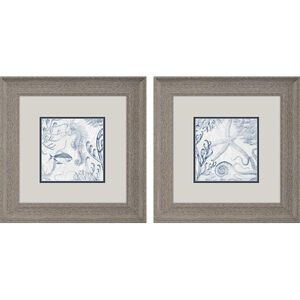 Seabed Scene Blue and Gray Framed Art