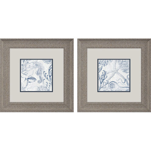 Seabed Scene Blue and Gray Framed Art