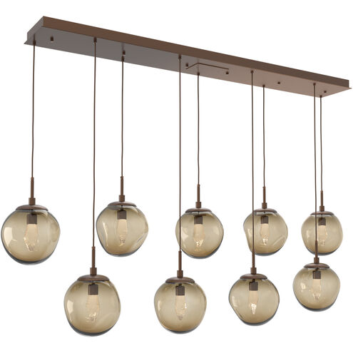 Aster LED LED Burnished Bronze Linear Pendant Ceiling Light in 2700K LED, Geo Inner - Bronze Outer, Multi-Pendant
