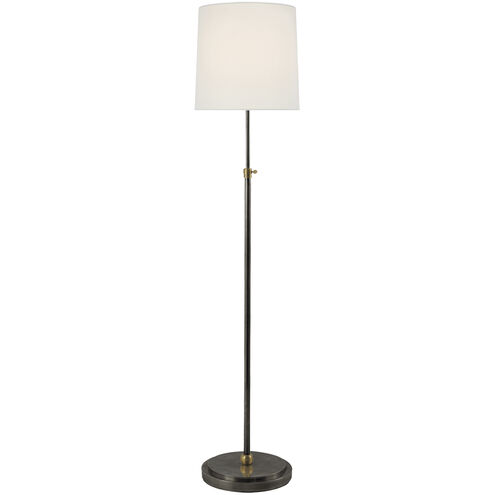 Thomas O'Brien Bryant 44 inch 150.00 watt Bronze and Hand-Rubbed Antique Brass Floor Lamp Portable Light in Linen