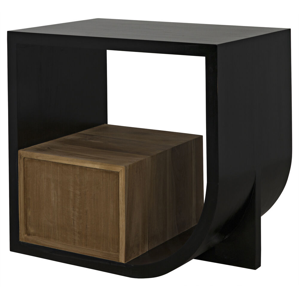 Burton 30 X 28 inch Hand Rubbed Black Side Table, Left