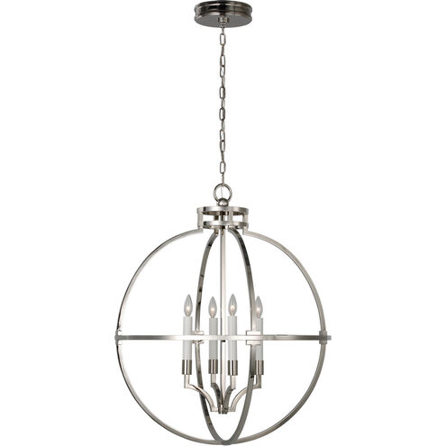 Chapman & Myers Lexie LED 30 inch Polished Nickel Globe Lantern Pendant Ceiling Light